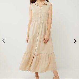 RIPE Tracy Tiered Linen Maternity/Nursing Dress in Flax, size L